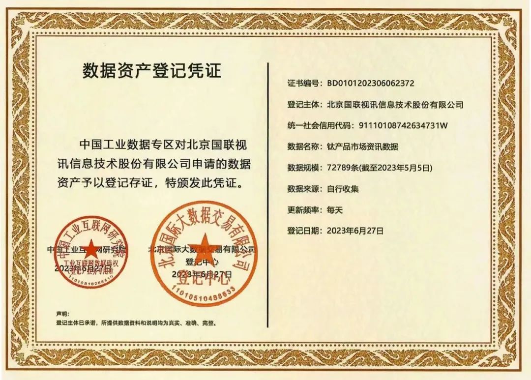 IBI obtained the first batch of data asset registration mutual certification from the China Industrial Data Zone.