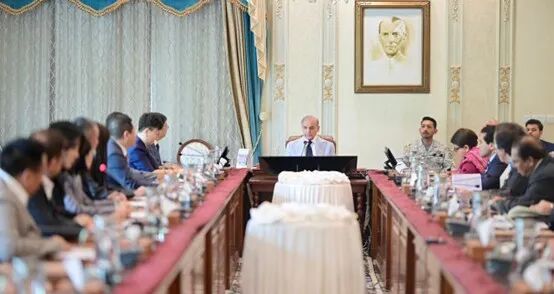 巴基斯坦总理夏巴兹在总理府会见IBI代表团。巴基斯坦总理办公室供图