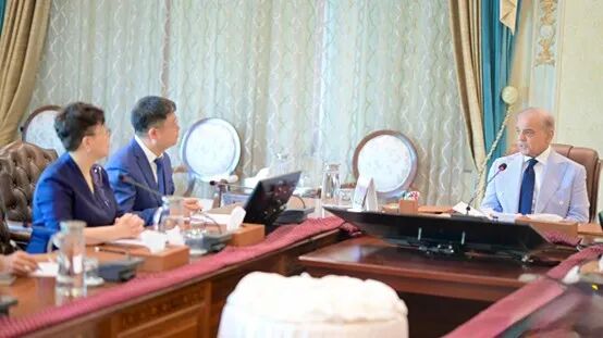 巴基斯坦总理夏巴兹在总理府会见IBI代表团。巴基斯坦总理办公室供图
